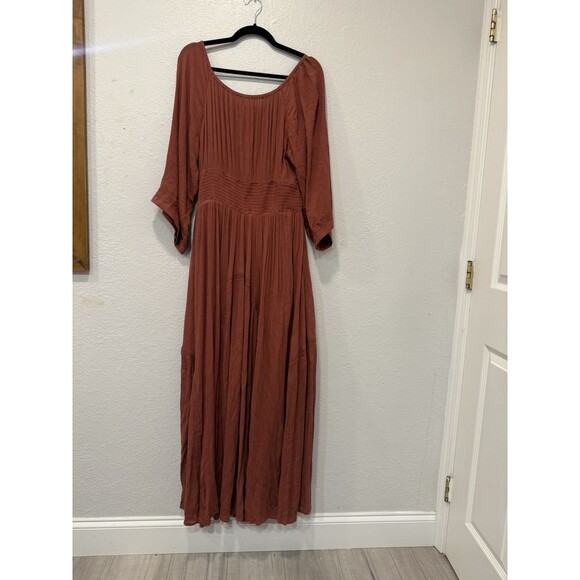 Free People Free-est Dixie Maxi Long Dress Smocked Embroidered Lace Sz L - Picture 3 of 7